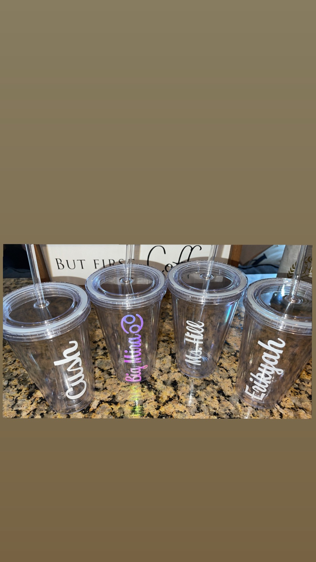 Clear acrylic name cups